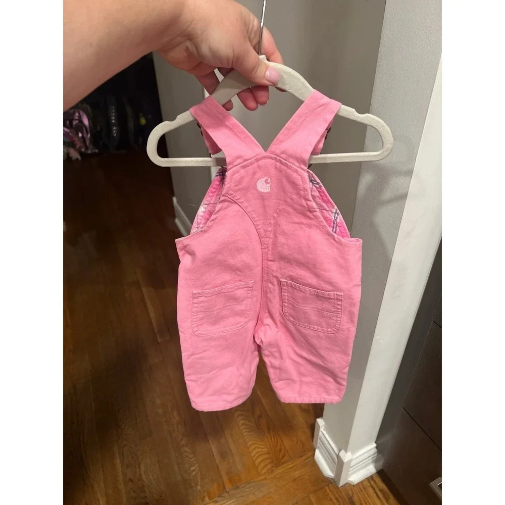 Carhartt toddler girl's canvas bib‎ overalls in pink 3 months